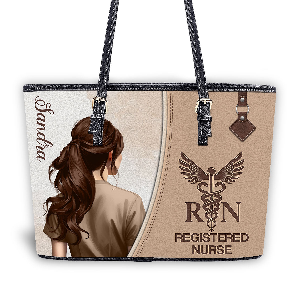 Beautiful Nurse - Personalized Custom Nurse Leather Tote Bag