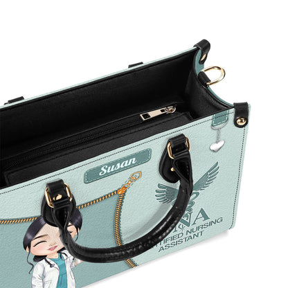 Watercolor Nurse - Personalized Custom Leather Handbag