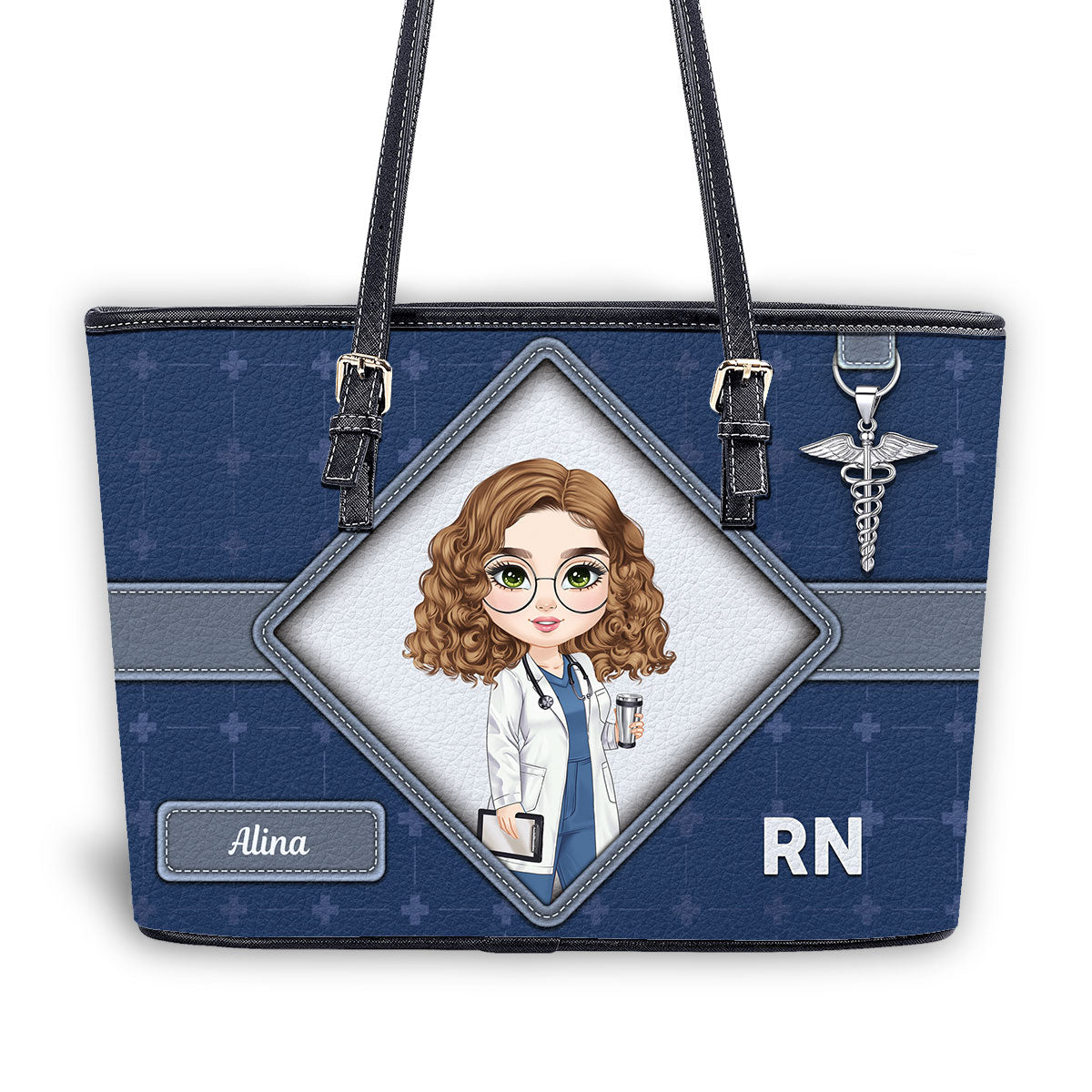 Cross Nurse - Personalized Custom Leather Tote Bag