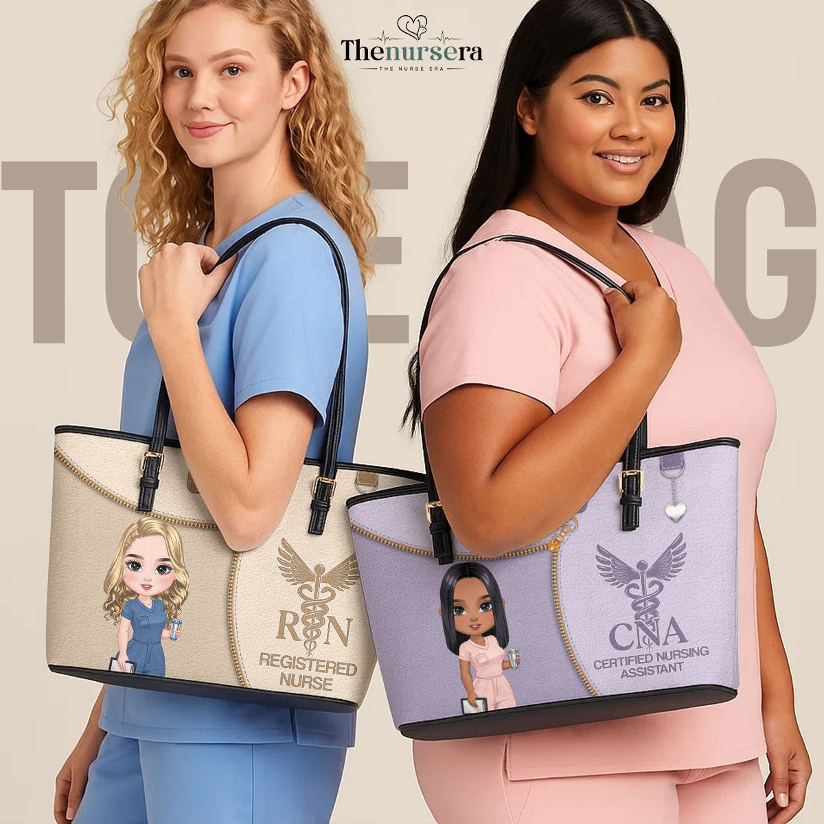Watercolor Nurse - Personalized Custom Nurse Leather Tote Bag