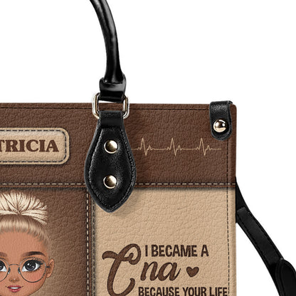 I Became A Nurse - Personalized Custom Leather Handbag