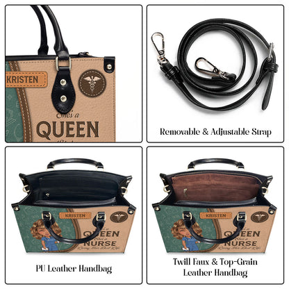 She Is A Nurse Queen - Personalized Custom Leather Handbag