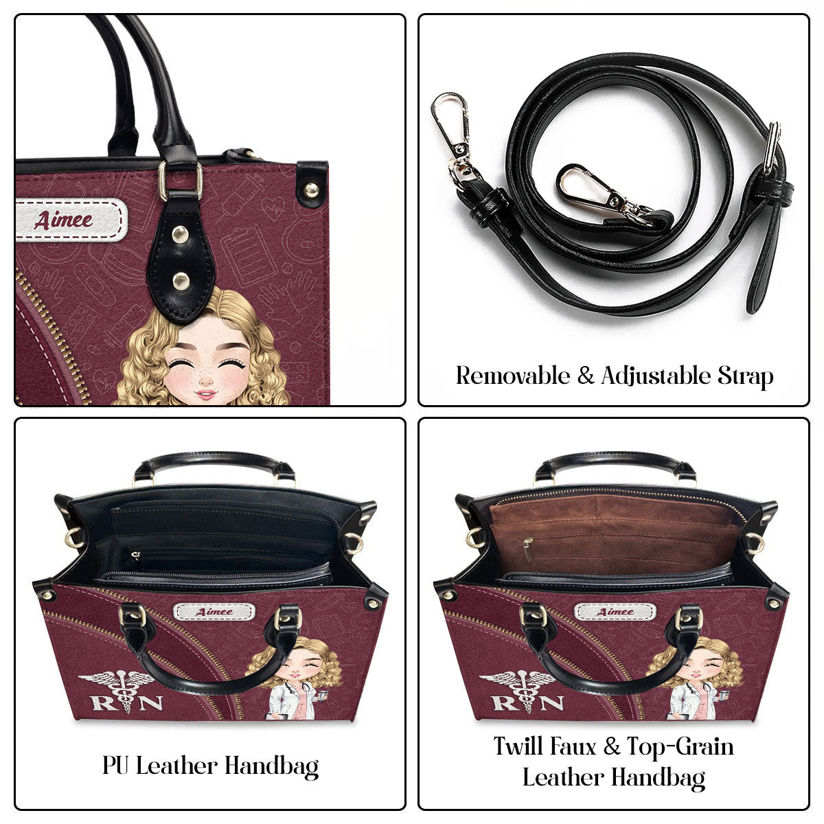 Nurse Elegant Style - Personalized Custom Leather Handbag