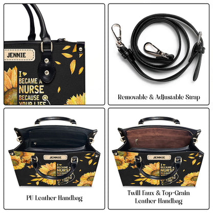 Sunflower Nurse - Personalized Custom Leather Handbag