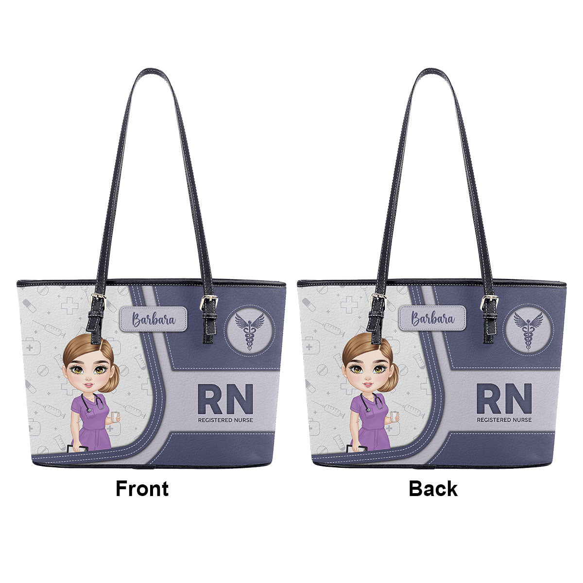 Pretty Nurse - Personalized Custom Nurse Leather Tote Bag