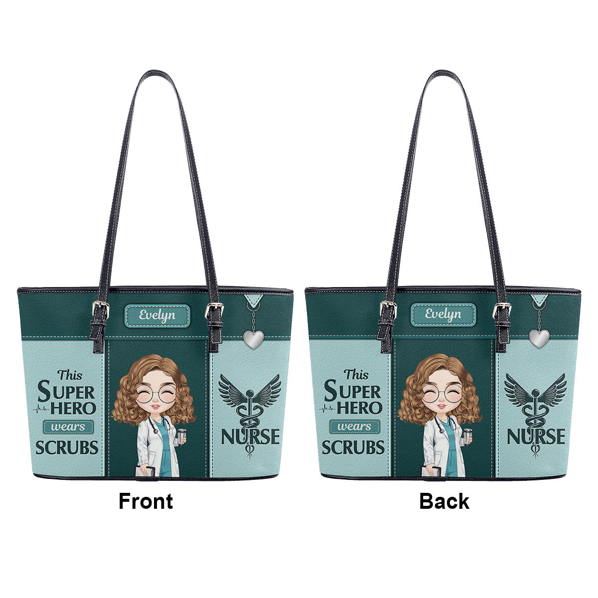 Superhero In Scrubs - Personalized Custom Nurse Leather Tote Bag