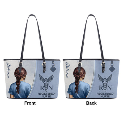 Beautiful Nurse - Personalized Custom Nurse Leather Tote Bag