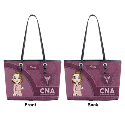 Gentle Nurse - Personalized Custom Nurse Leather Tote Bag