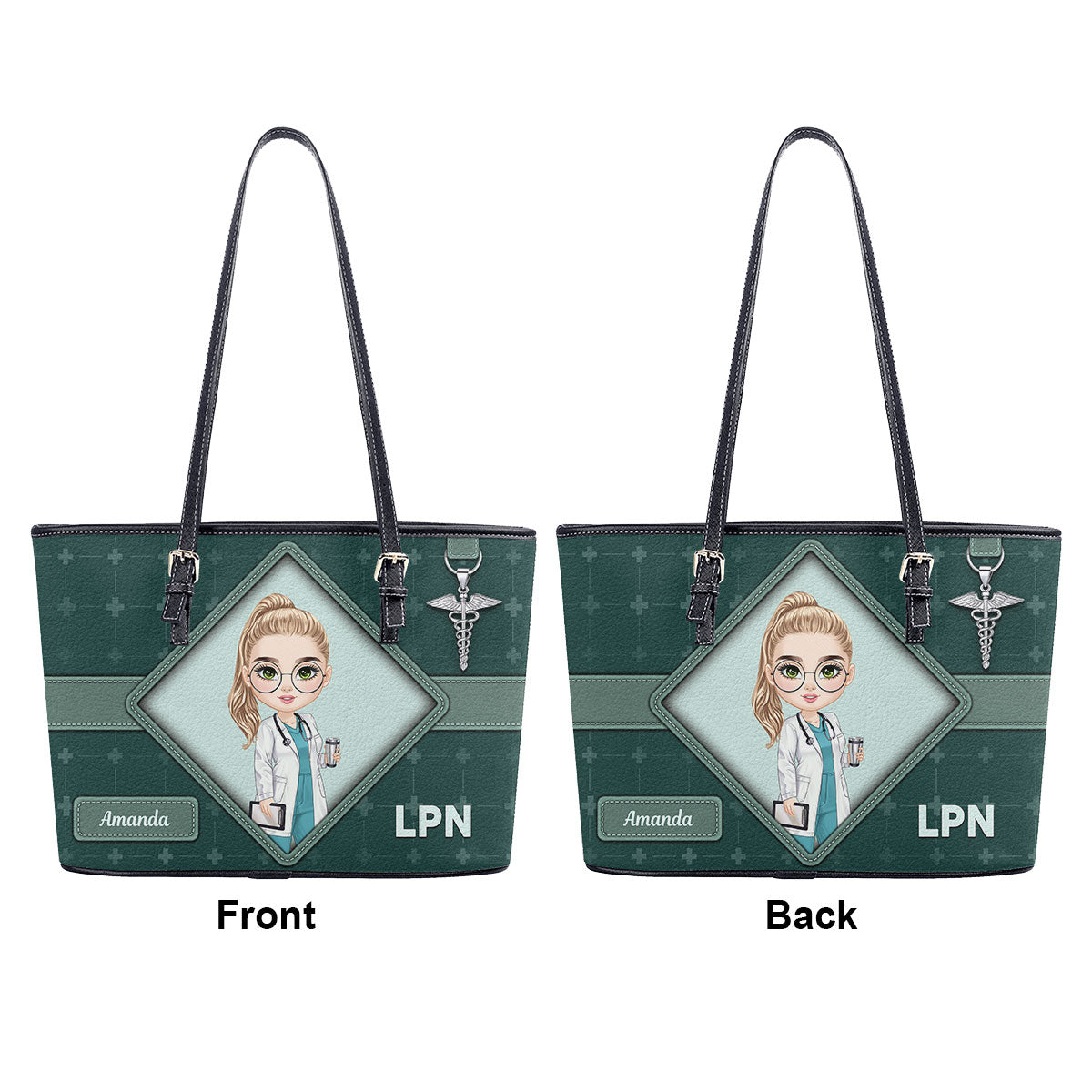 Cross Nurse - Personalized Custom Leather Tote Bag