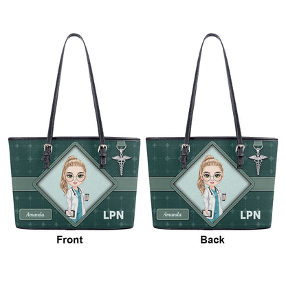 Cross Nurse - Personalized Custom Leather Tote Bag