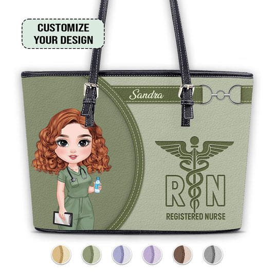 Nurse Love Scrubs - Personalized Custom Nurse Leather Tote Bag