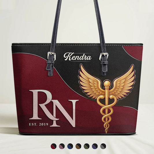 Nurse Signature - Personalized Custom Nurse Leather Tote Bag