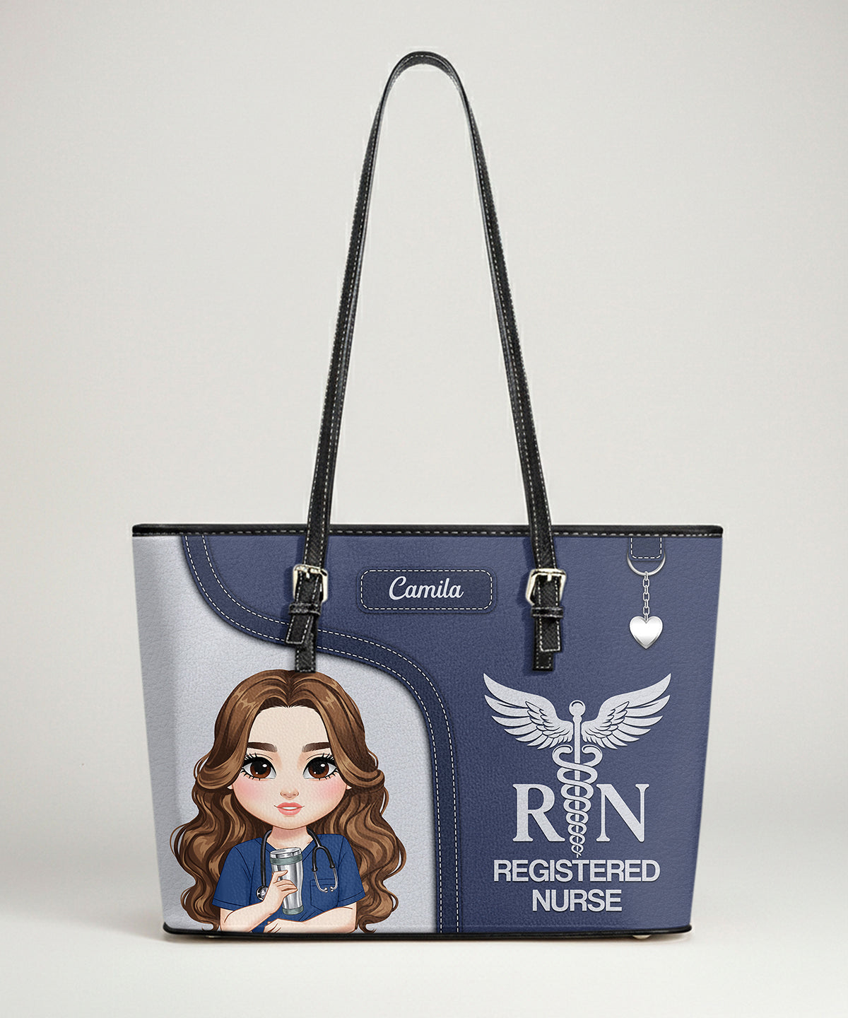Graceful Nurse Style - Personalized Custom Nurse Leather Tote Bag