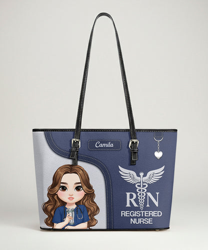 Graceful Nurse Style - Personalized Custom Nurse Leather Tote Bag