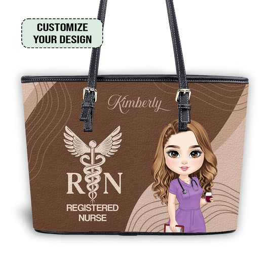 The Nurse - Personalized Custom Nurse Leather Tote Bag