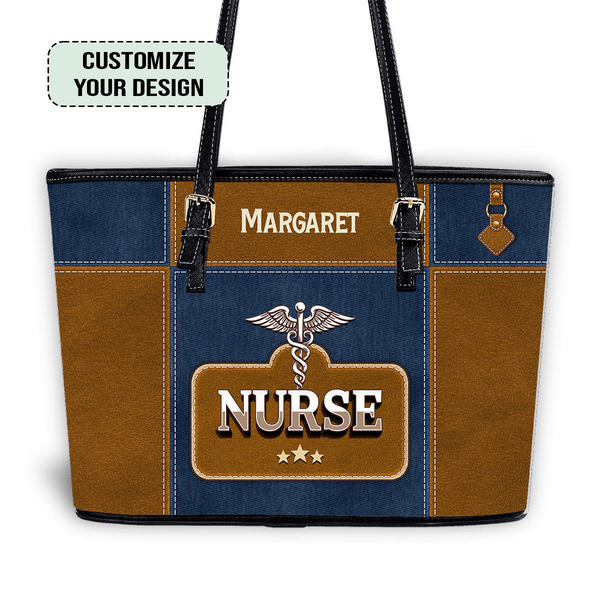 Retro Style Nurse - Personalized Custom Nurse Leather Tote Bag 