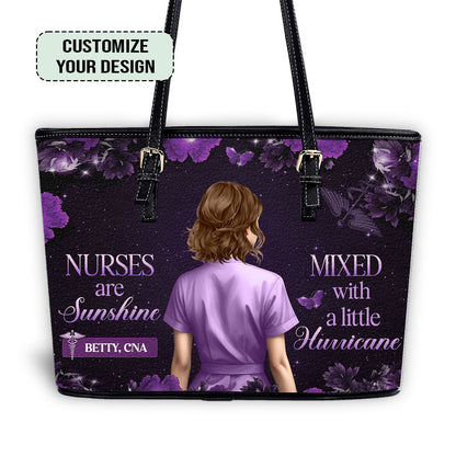 Sunshine Nurses - Personalized Custom Nurse Leather Tote Bag