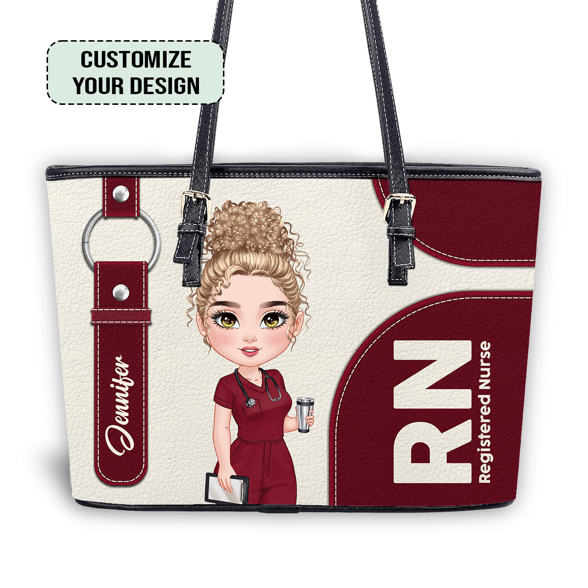 Fearless Nurse - Personalized Custom Nurse Leather Tote Bag