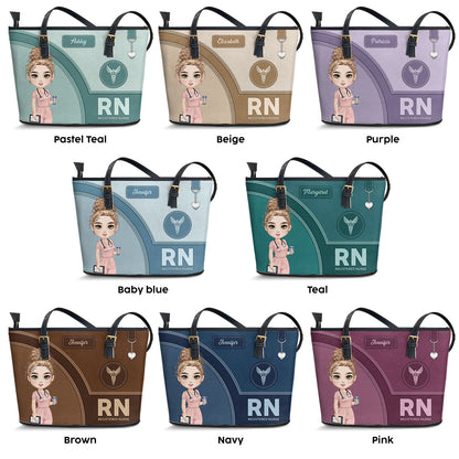 Gentle Nursing Professionals - Personalized Custom Nurse Leather Tote Bag