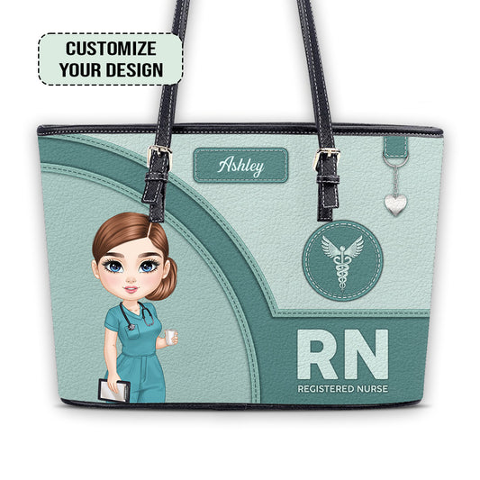 Gentle Nursing Professionals - Personalized Custom Nurse Leather Tote Bag