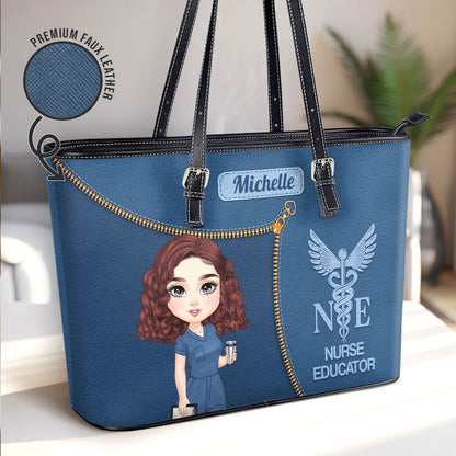 Watercolor Nurse - Personalized Custom Nurse Leather Tote Bag Deal