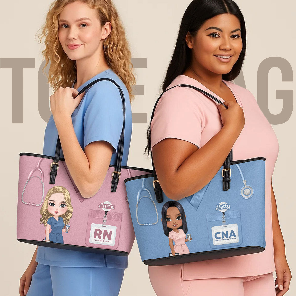 Real Nurse - Personalized Custom Nurse Leather Tote Bag