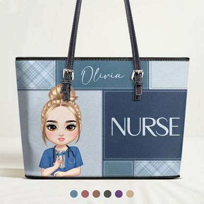 Nurse Est 2025 - Personalized Custom Nurse Leather Tote Bag