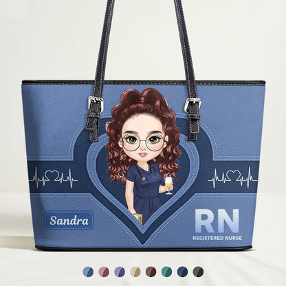 The Scrub Life - Personalized Custom Nurse Leather Tote Bag