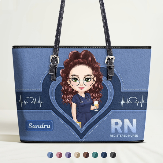 The Scrub Life - Personalized Custom Nurse Leather Tote Bag