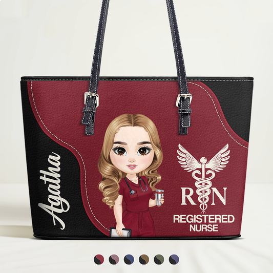 Nurse With Love - Personalized Custom Nurse Leather Tote Bag