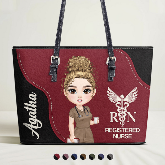 Nurse With Love - Personalized Custom Nurse Leather Tote Bag