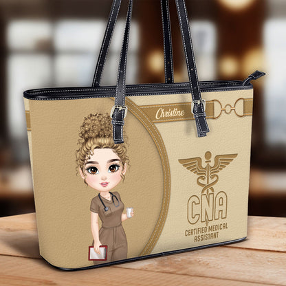 Nurse Love Scrubs - Personalized Custom Nurse Leather Tote Bag