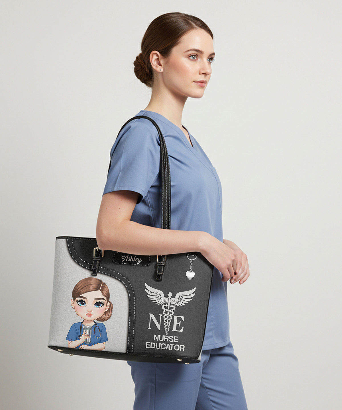 Graceful Nurse Style - Personalized Custom Nurse Leather Tote Bag