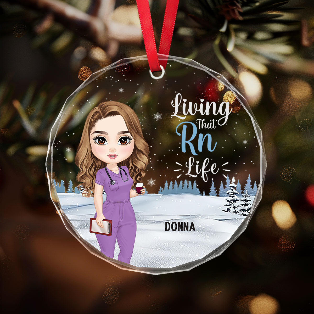 That Nurse Life - Personalized Nurse Circle Glass Ornament