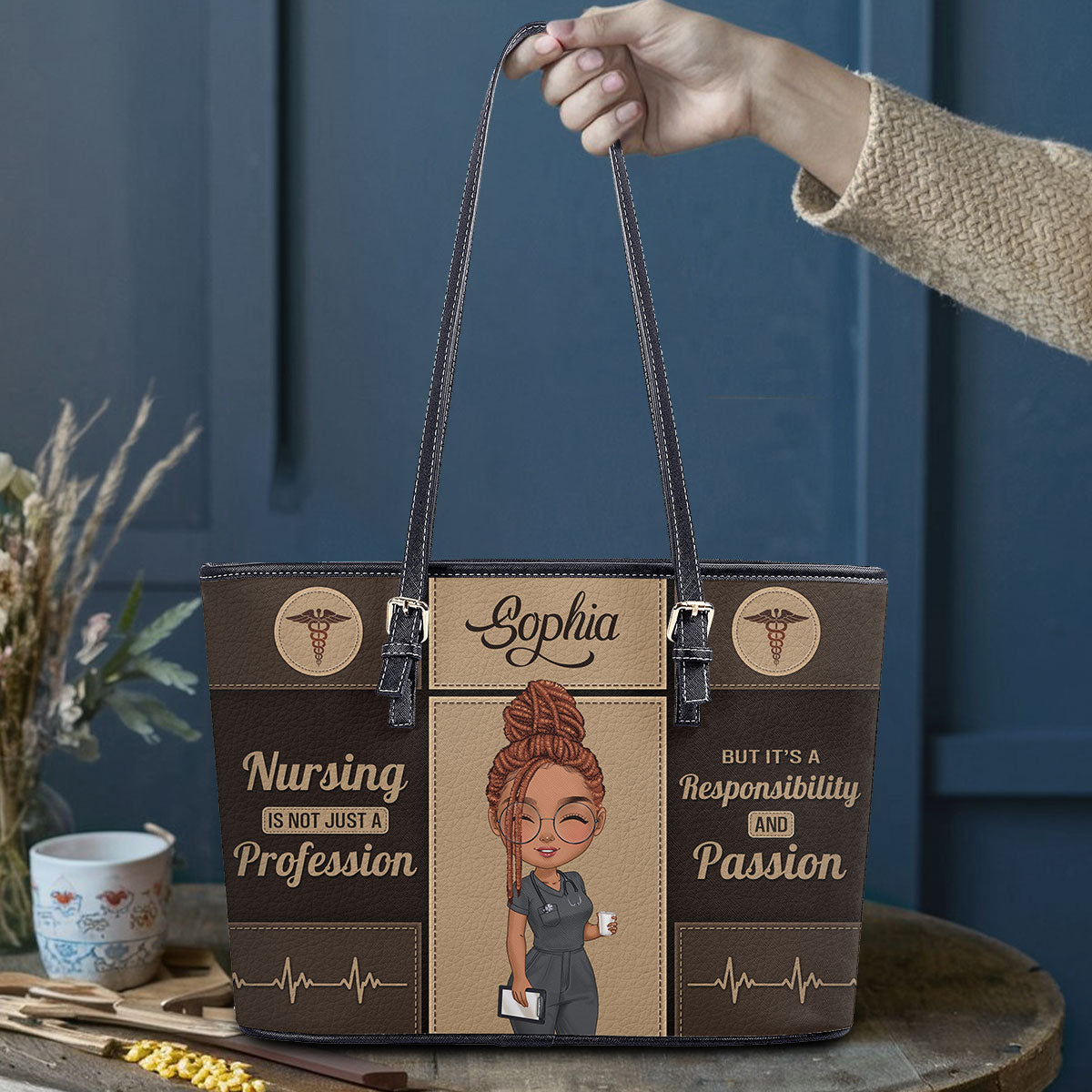 personalized custom nurse tote bag