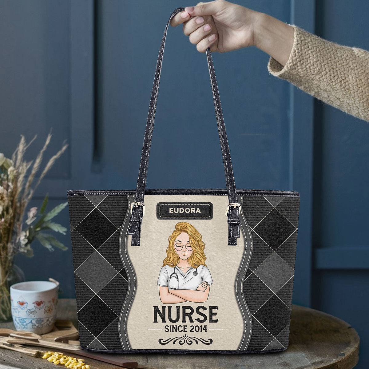 personalized custom nurse tote bag