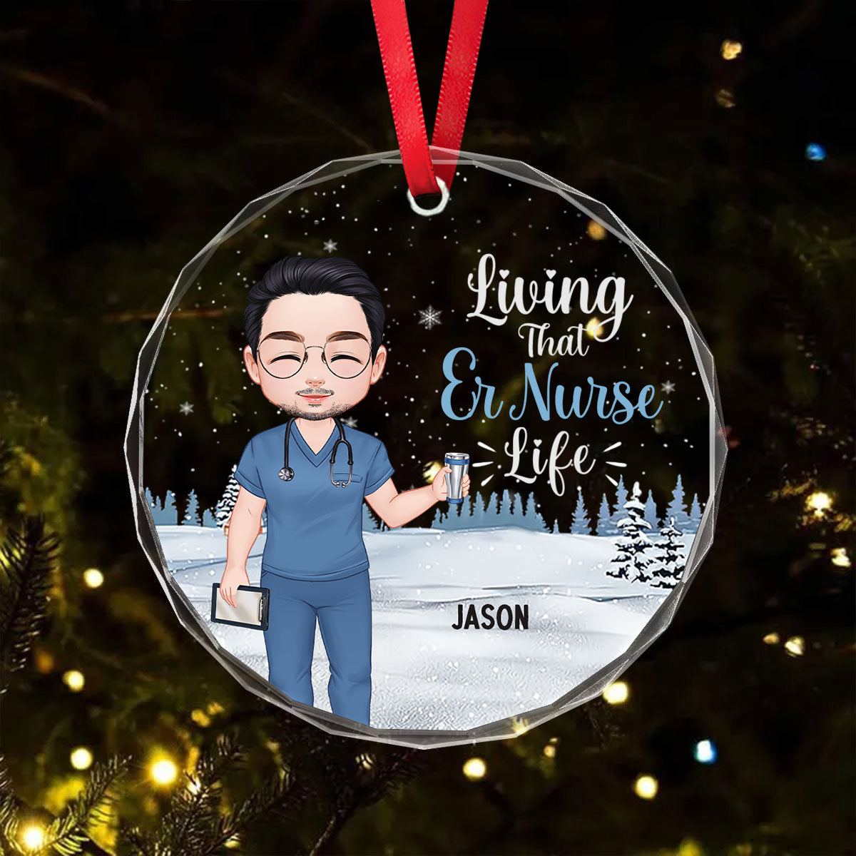 That Nurse Life - Personalized Nurse Circle Glass Ornament