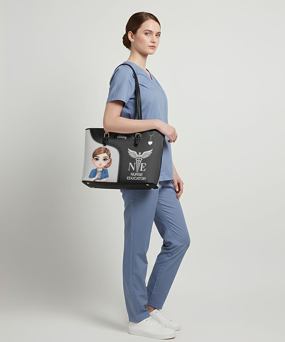 Graceful Nurse Style - Personalized Custom Nurse Leather Tote Bag