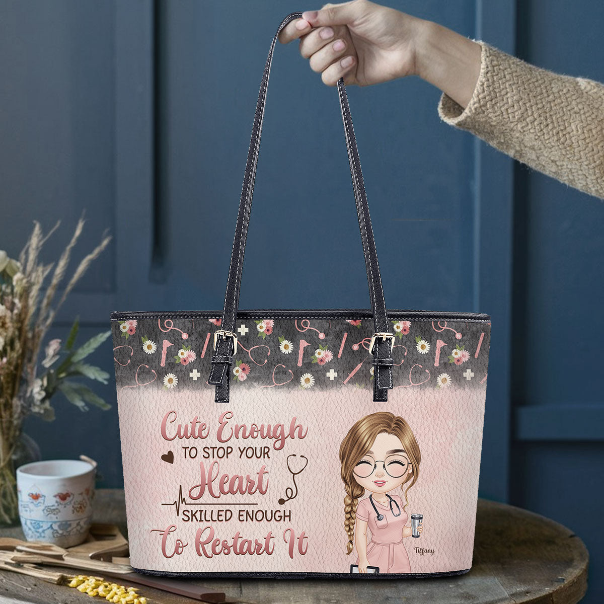 personalized custom nurse tote bag