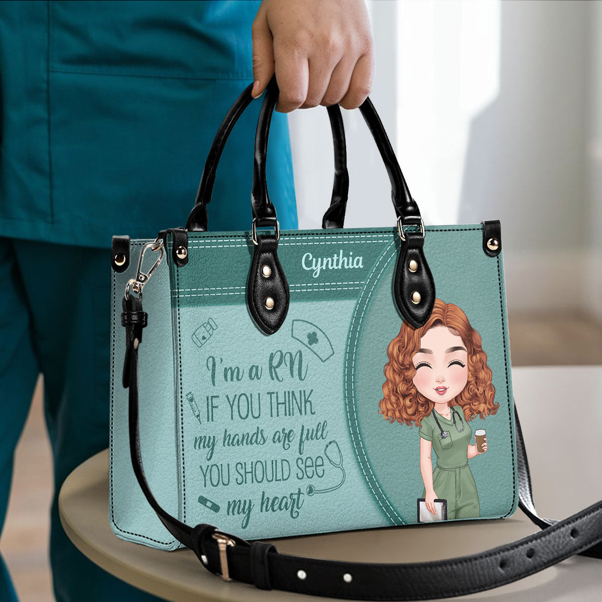 Neutral Nurse - Personalized Custom Leather Handbag