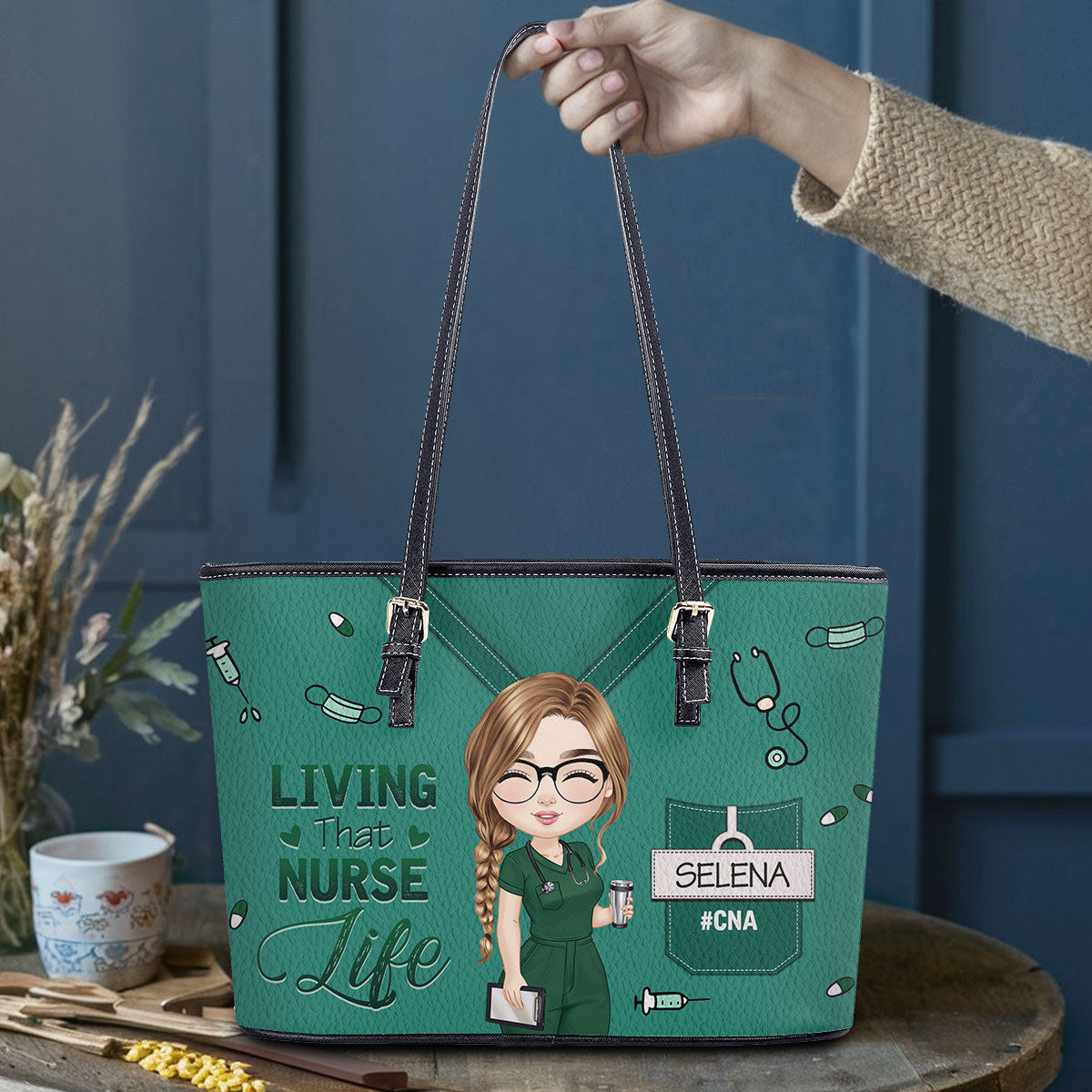 personalized custom nurse tote bag