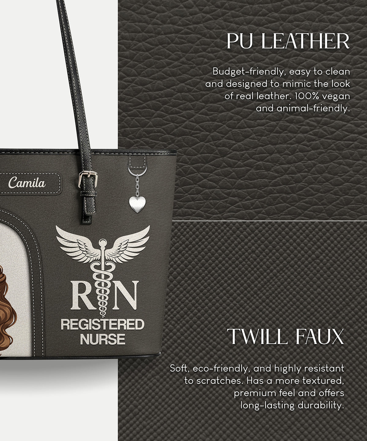 Graceful Nurse Style - Personalized Custom Nurse Leather Tote Bag
