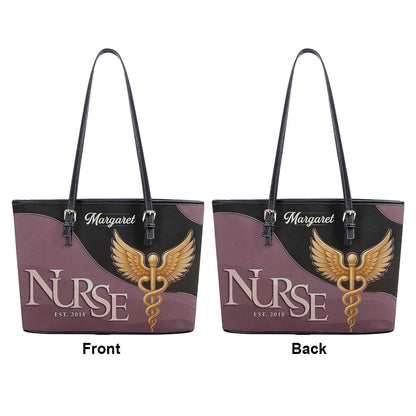 Nurse Signature - Personalized Custom Nurse Leather Tote Bag