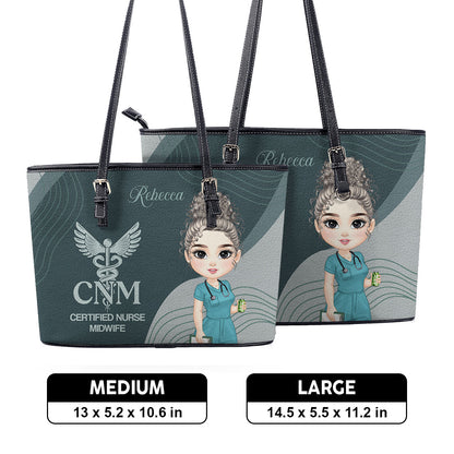 The Nurse - Personalized Custom Nurse Leather Tote Bag