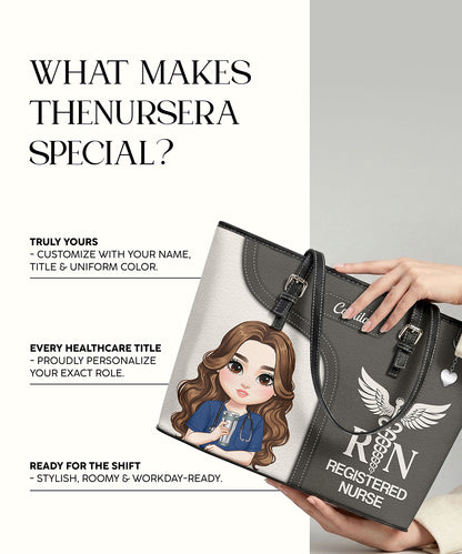 Graceful Nurse Style - Personalized Custom Nurse Leather Tote Bag