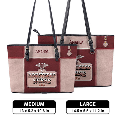 Retro Style Nurse - Personalized Custom Nurse Leather Tote Bag