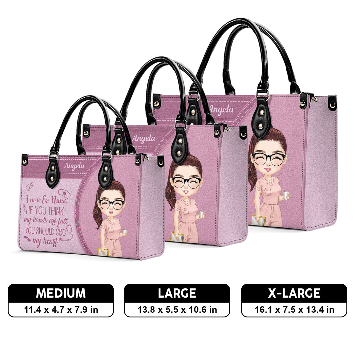 Neutral Nurse - Personalized Custom Leather Handbag