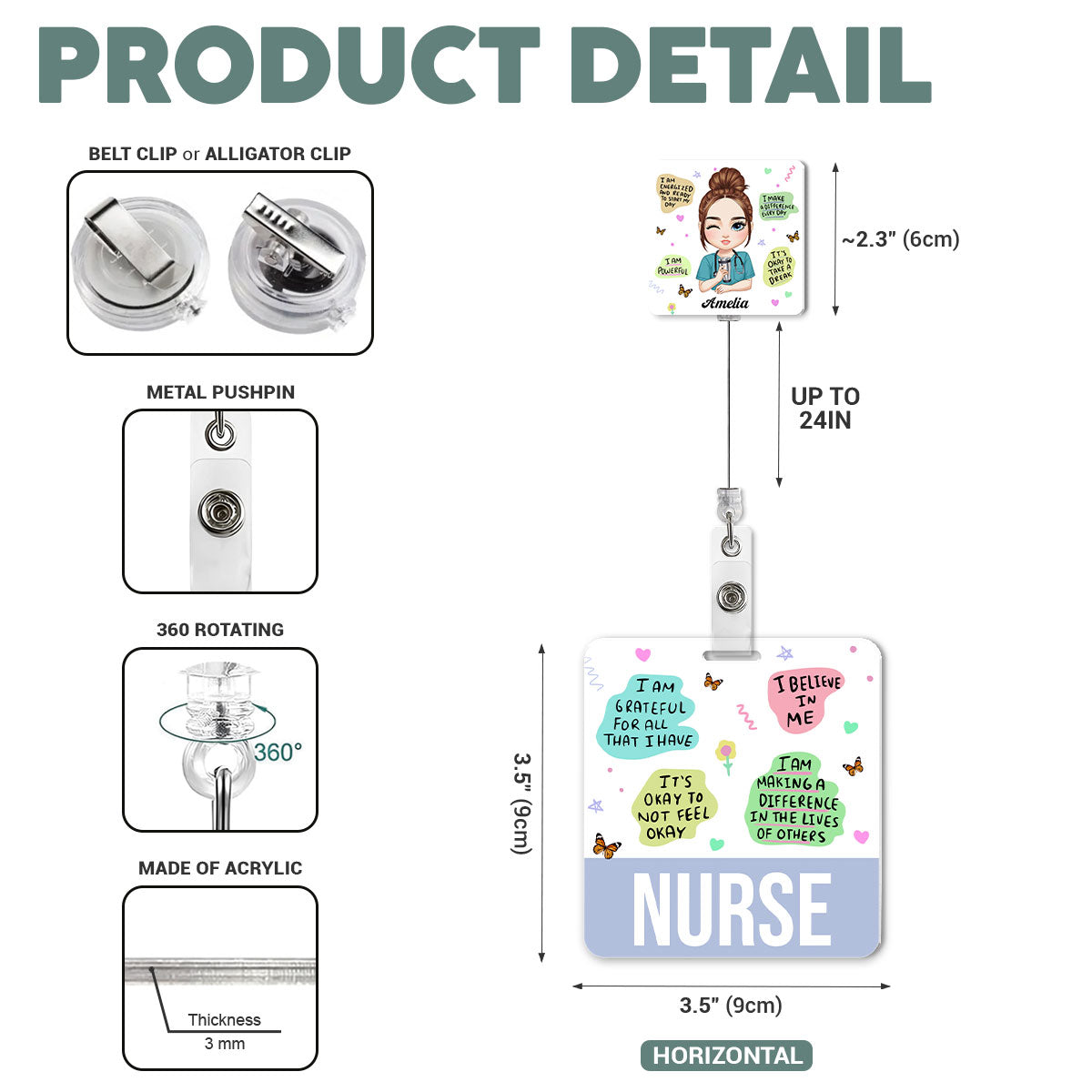 Affirmation Nurse - Personalized Nurse Badge Reel & Buddy Set
