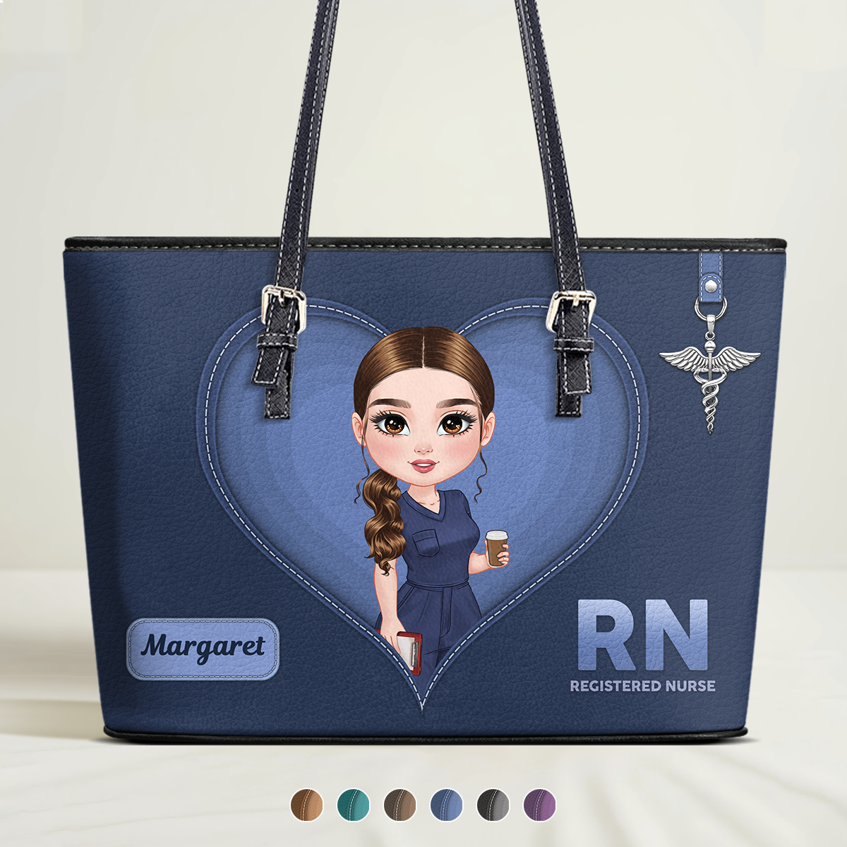 All Time Nurse - Personalized Custom Nurse Leather Tote Bag