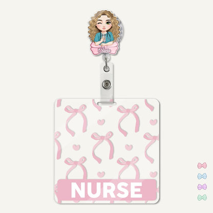 Bow Nurse - Personalized Nurse Badge Reel & Buddy Set